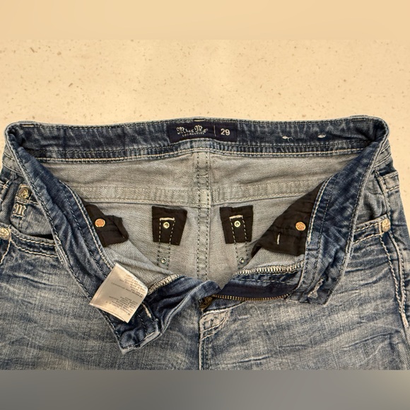 Miss Me Distressed Low Rise Boot Stretch Slim Fit Jeans w/Embellishments 29/30 - Picture 12 of 16